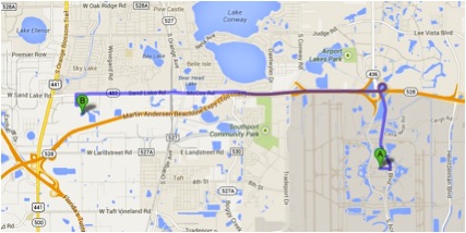 Mapa Aeroporto para Florida Mall