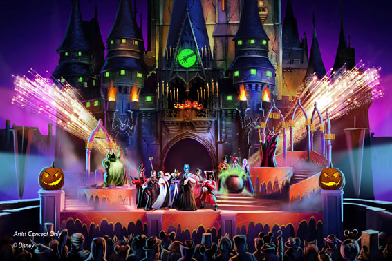 ÒHocus Pocus Villain Spelltacular,Ó a new show during Mickey's Not-So-Scary Halloween Party at Magic Kingdom Park, will debut this fall. The mischievous Sanderson Sisters from DisneyÕs Hocus Pocus will throw an evil Halloween party that  features appearances by Dr. Facilier, Oogie Boogie, Maleficent and other great Disney villains, along with dancers, projections and special effects. Walt Disney World Resort is located in Lake Buena Vista, Fla. (Disney)