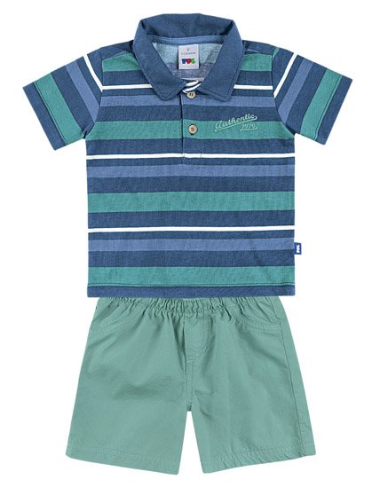 Dica bacana! Liquidação da PUC e Hering Kids. Até 50% de desconto. PUC Bebe Conjunto Polo Listrada e Shorts Verde de R9999 por R6999