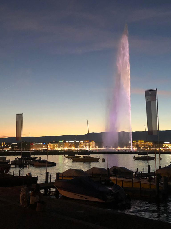 Primavera em Genebra, como se inspirar com as cores da cidade. Fotografe muito! Jato dagua Genebra