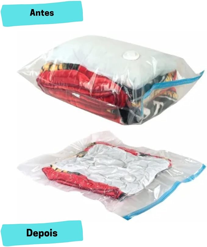 Kit Saco A Vacuo Organizador Antes e Depois
